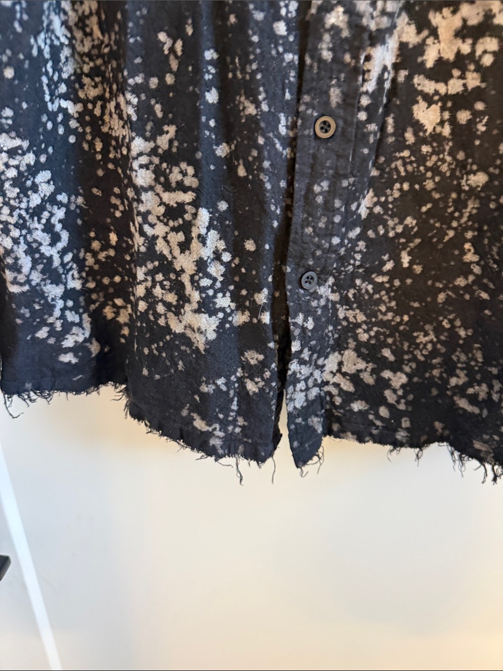 Distressed Black Button-Up Shirt with Red Rose Embroidery - Picture 8 of 8